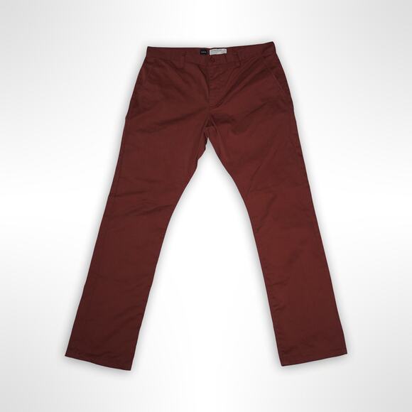 RVCA Men's Chino Pants Burgundy Maroon 38x32 Straight Slim Fit Flat Front - Picture 1 of 6